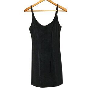 Vintage 90s Firenze Santa Barbara Black Suede & Stretch Knit Mini Dress Size S